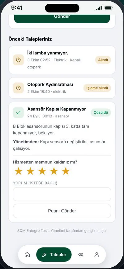 Taleplerin durumu ve puanlama